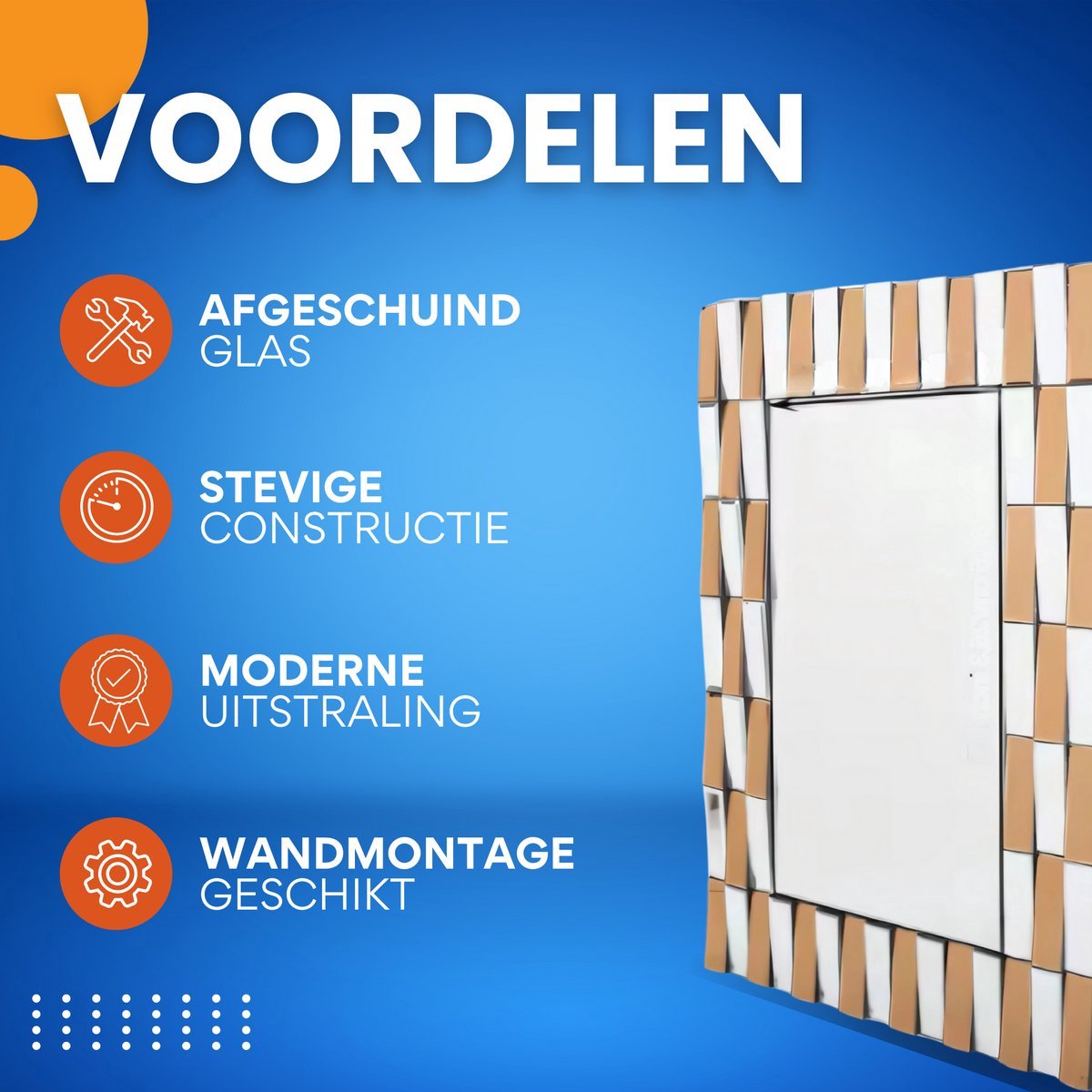 Wandspiegel Milano - 60x90cm - Woonkamer - Spiegel voor Badkamer, Make-up & Wandmontage