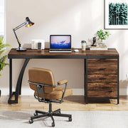 Computerbureau - Bureau met lades - Werktafel - Voor studeren of werken - 3 lades - Rustic brown