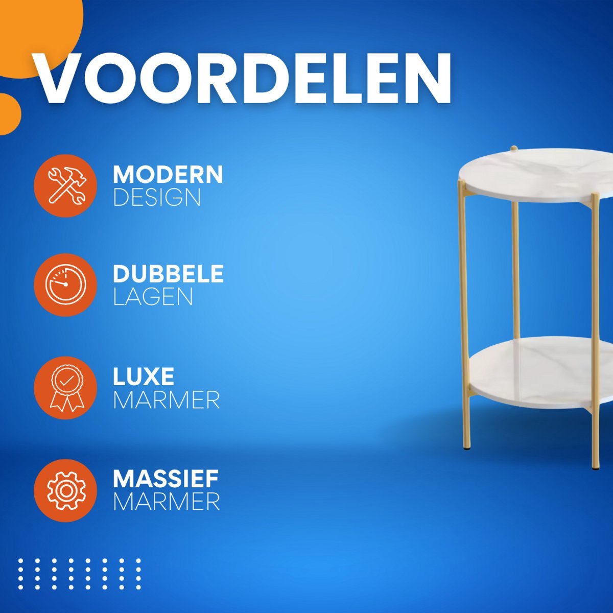 Massieve bijzettafel Mira Valora - Goud - Salontafel - Woonkamer - Emerald look - Side table - 40cm