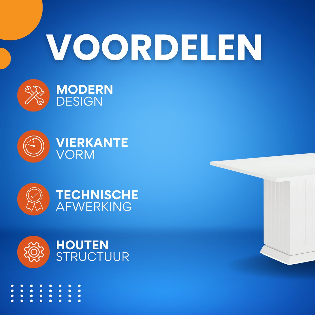 Vierkante Eettafel - Keukentafel - Eetkamertafel - 4 personen - Wit