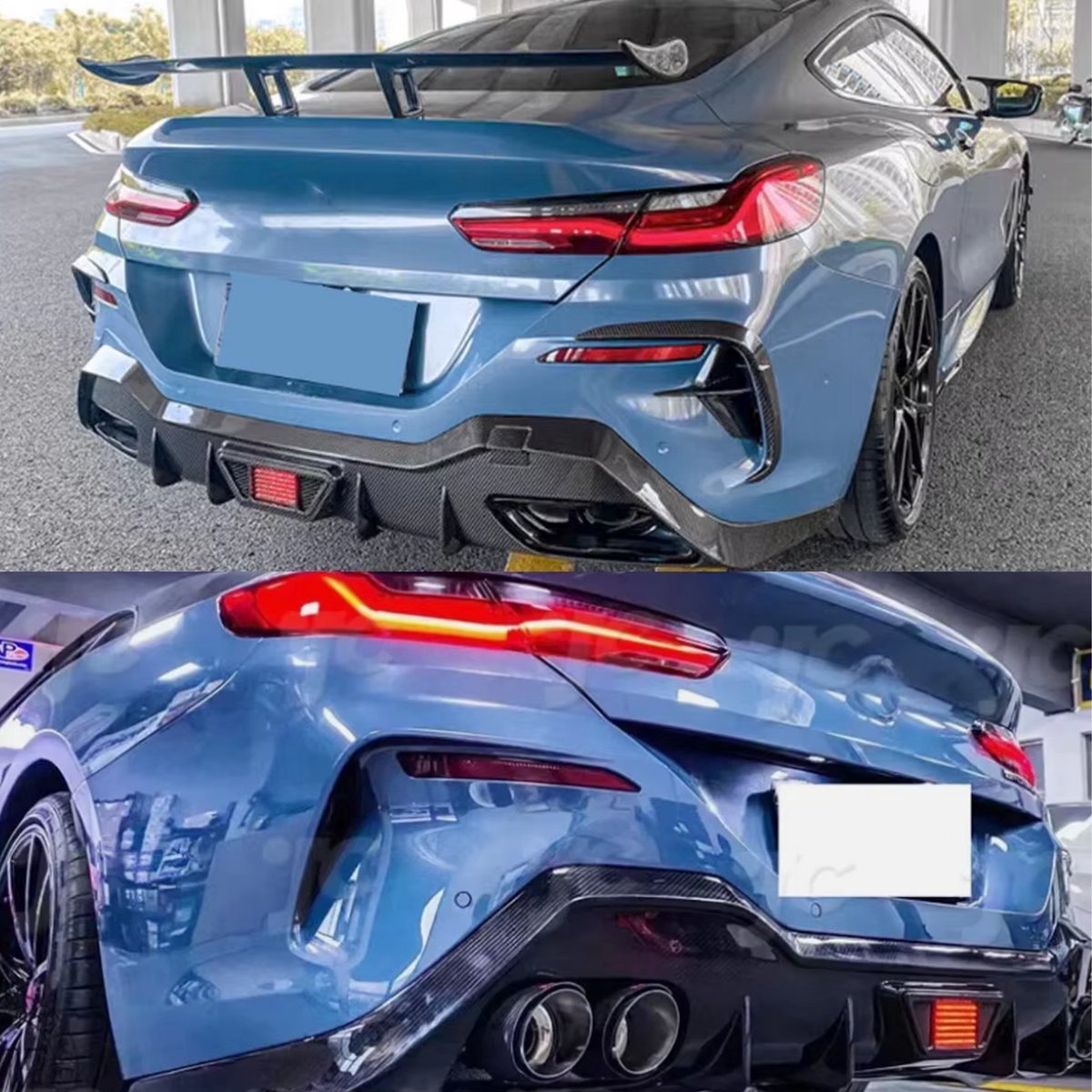 Diffuser LED Blade - Achterdiffuser Lip met LED - Voor BMW 8 Serie G14/G15 M850i Coupe (2018-2023) - Auto Accessoires