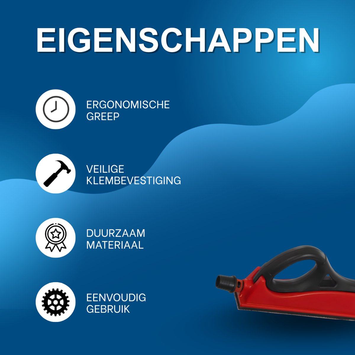 Schuurblok - Polijstset - Voor gladmaken en schuren - Inclusief 5 schuurvellen - Handmatige schuurhouder met klem - Rood