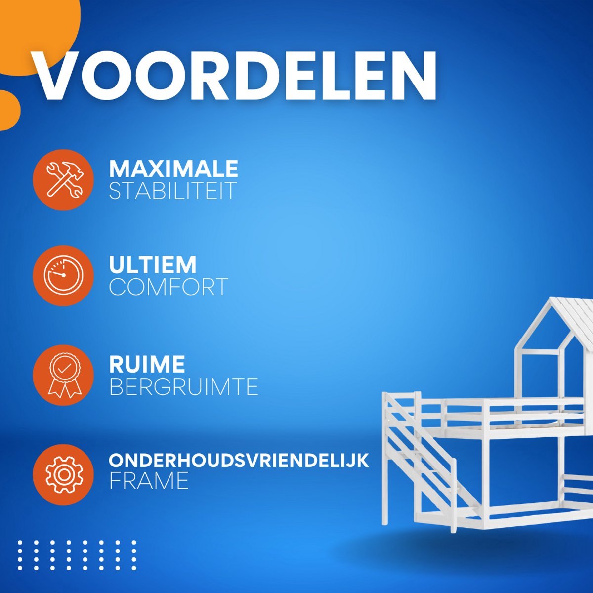 Stapelbed Tavien 200 x 90 cm - Voor Kinderen - 2 kinderbedden - Hoogslaper - Met Hoektrap, valbeveiliging en raam - Peuterbed
