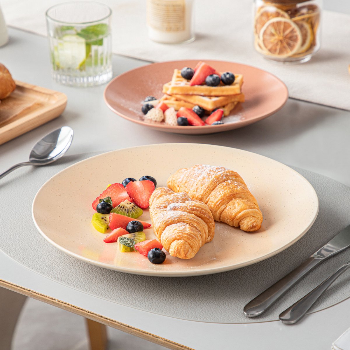 Lucenzo Serviesset - 12 delig - 4 persoons - Classy color - Dinerborden - Bordenset - Diepe borden - Ontbijtborden - Servies - Keukenservies