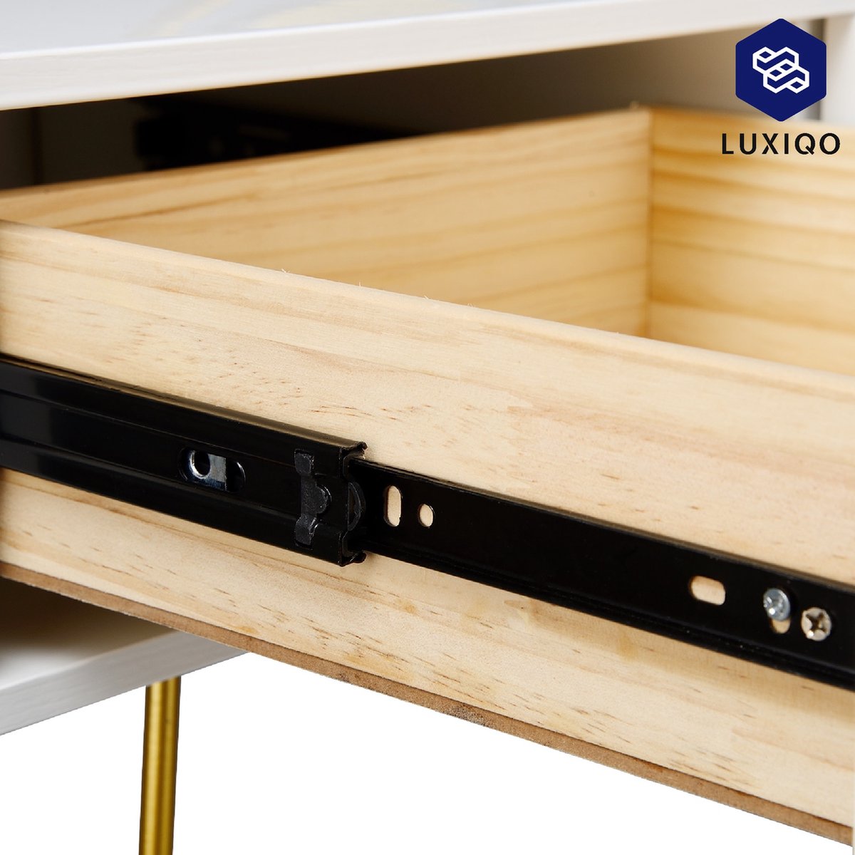 Luxiqo® Kaptafel - Make-Up Tafel - Kaptafel Set met Spiegel - 360° Draaibare Make-Up Spiegel - 3 Lades - Fluwelen Kruk - Wit/Grijs