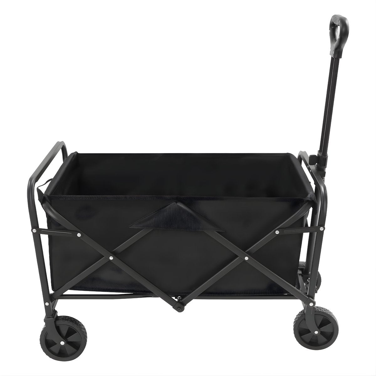 Opvouwbare Bolderkar – Bolderwagen - Voor strand, tuin en camping – Met wielen en duwstang – Zwart