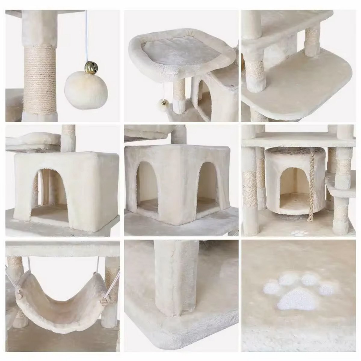 Krabpaal voor katten 170 cm - Kattenmand - Voor Binnenkatten en kittens - Krabton - Kattenspeelgoed - Beige