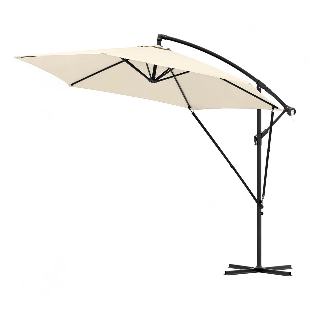 Ronde Parasol - Voor Balkon, Strand of Tuin - Verstelbaar & 45° Kantelbaar - UV-Resistent & Waterdicht - Beige