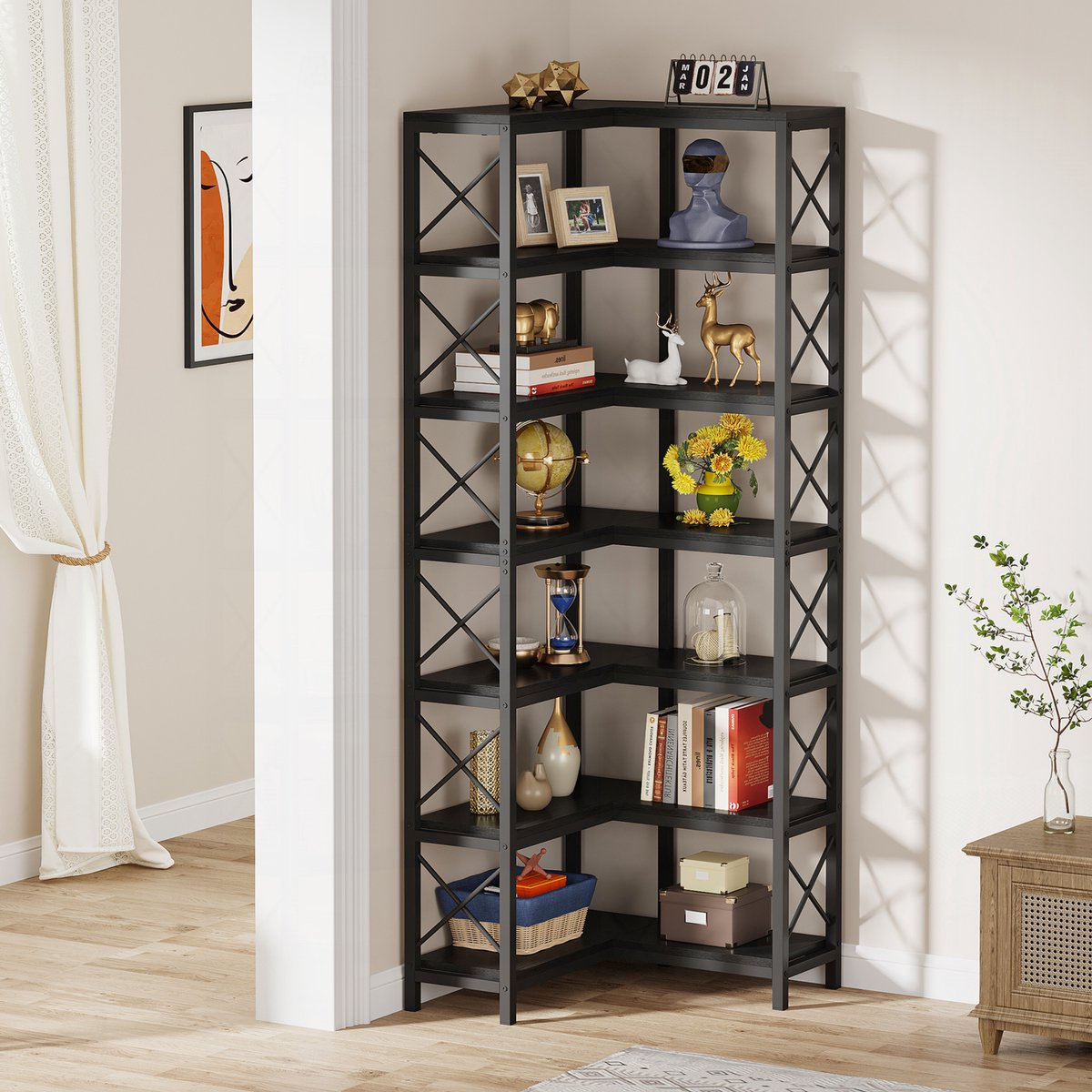 7-laags Boekenkast - Boekenplank - Wandplank - Boekenrek - Bruin