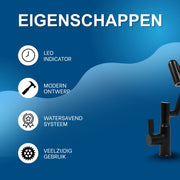 Badkamerkraan - Wastafelkraan - Voor badkamer en keuken - Met LED-temperatuurindicator - Zwart