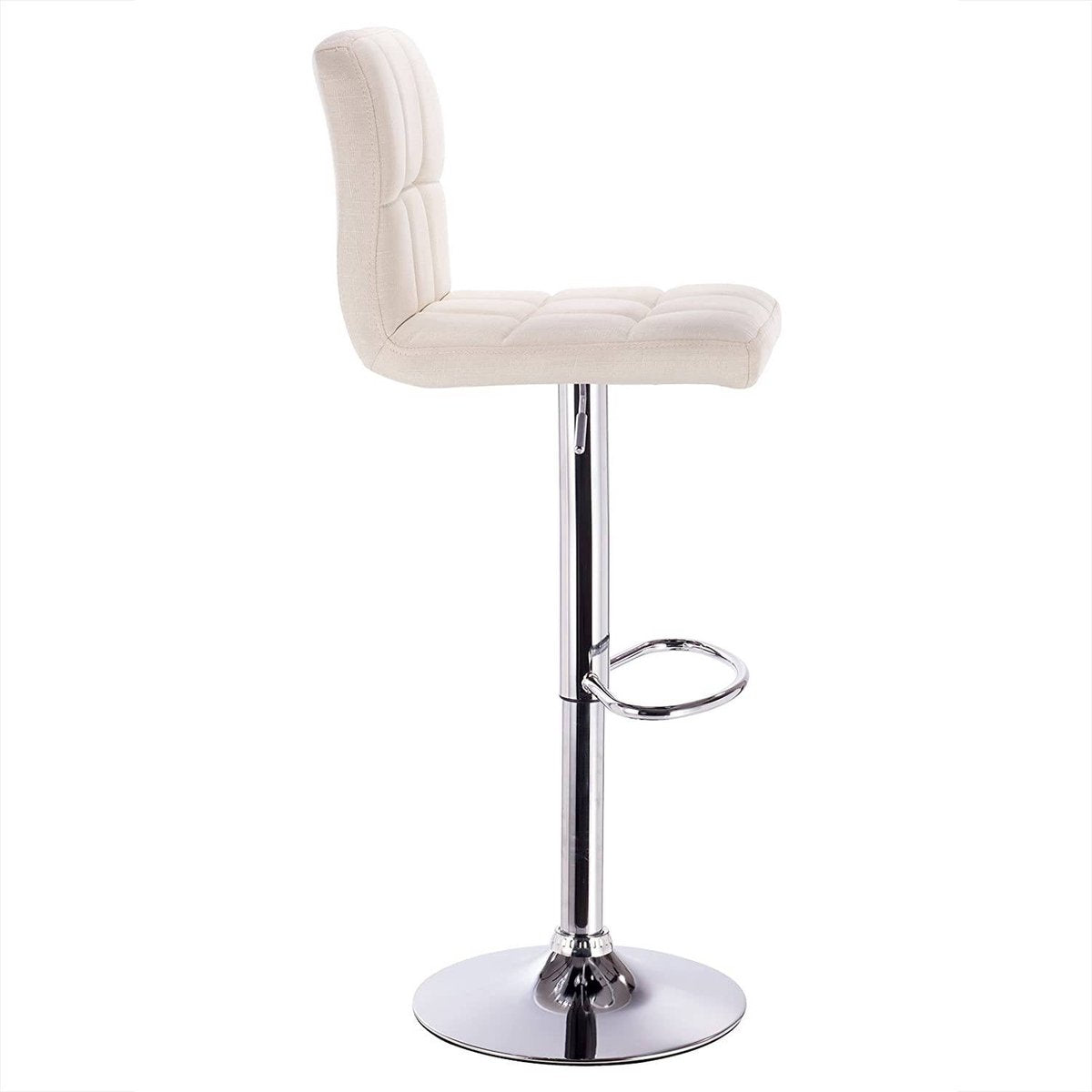 Barkruk Rio Industrial Creme - Barkrukken set van 1 - Barstoel Kruk - Barstoelen met rugleuning - Keukenstoel - In hoogte verstelbaar - Linnen