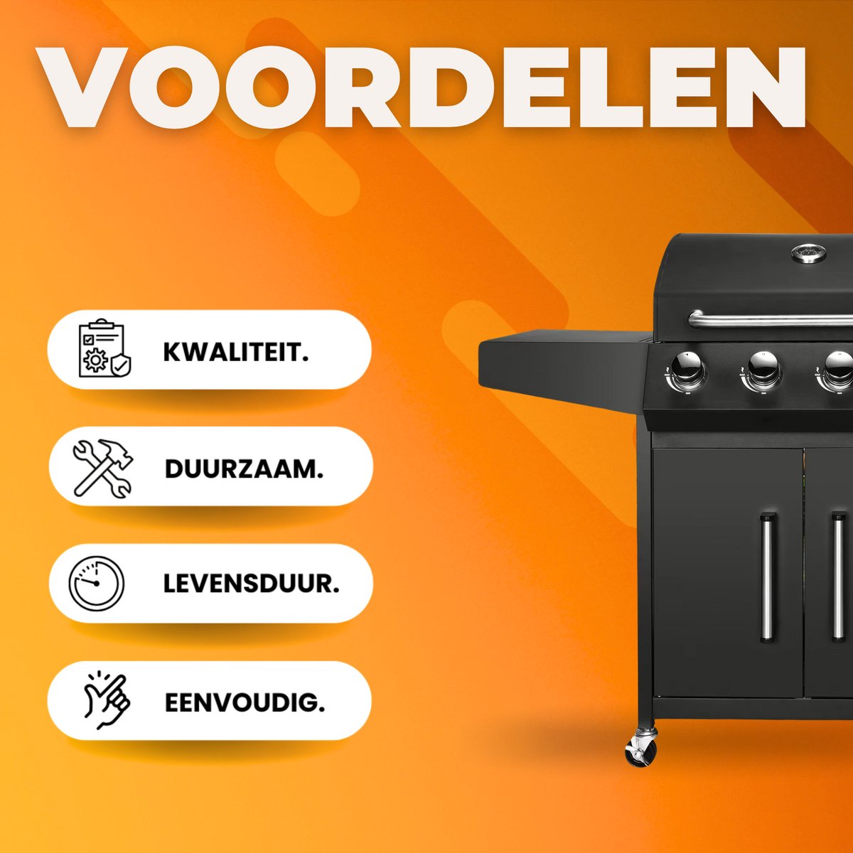 BBQ 5 in 1 - Barbecue op gas - Zwart - Thermostaat - Olievanger accessoires - Gasgrill met zijbrander