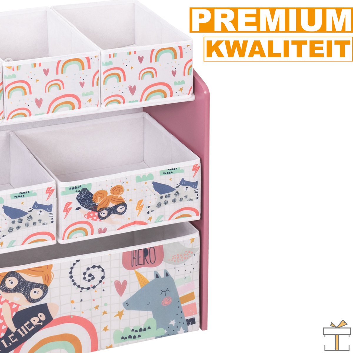 Happyment Speelgoedkast roze - Boekenkast voor kinderen - Kinderkamer - Opbergkast kind - Boekenrek - MDF - Black friday - Kerstcadeau