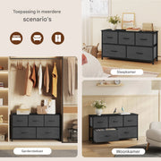 Ladekast met 5 Laden - Dressior - Kast - Voor Woonkamer, Slaapkamer, Keuken of Hal - TV-Kast & Dressoir - Met Stof en Metalen Frame