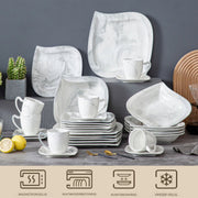 Ornate Bordenset – 6 persoons – 30 delig – Marmerlook Keramisch – Dinerborden – Breakfast Plates