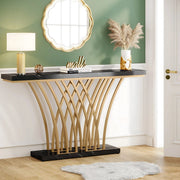 Consoletafel Luxery - 150cm - Sidetafel - Wandtafel - Haltafel - Zwart - Marmerlook - Voor Hal of woonkamer of Gang