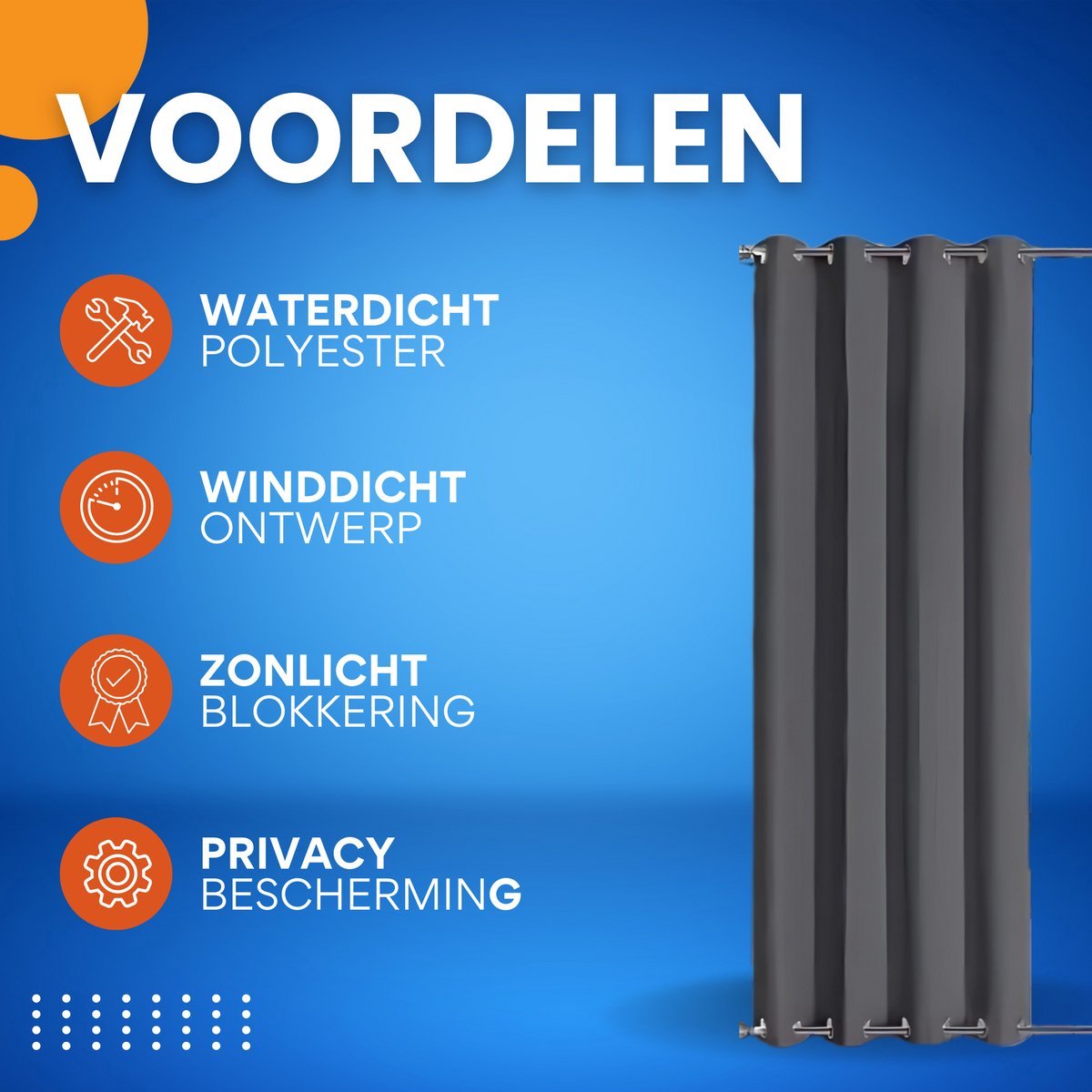 Buitengordijn Vaylen - Waterdicht - Winddicht en verduisterend - Voor Overkapping, Tuinterras, Gazebo en Pergola - Thermisch Geïsoleerd - Donkergrijs 140x275cm