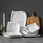 Bolt Edge Serviesset - 6 Persoons - 12 Delig - Porselein - Bordenset Wit - Luxe Design