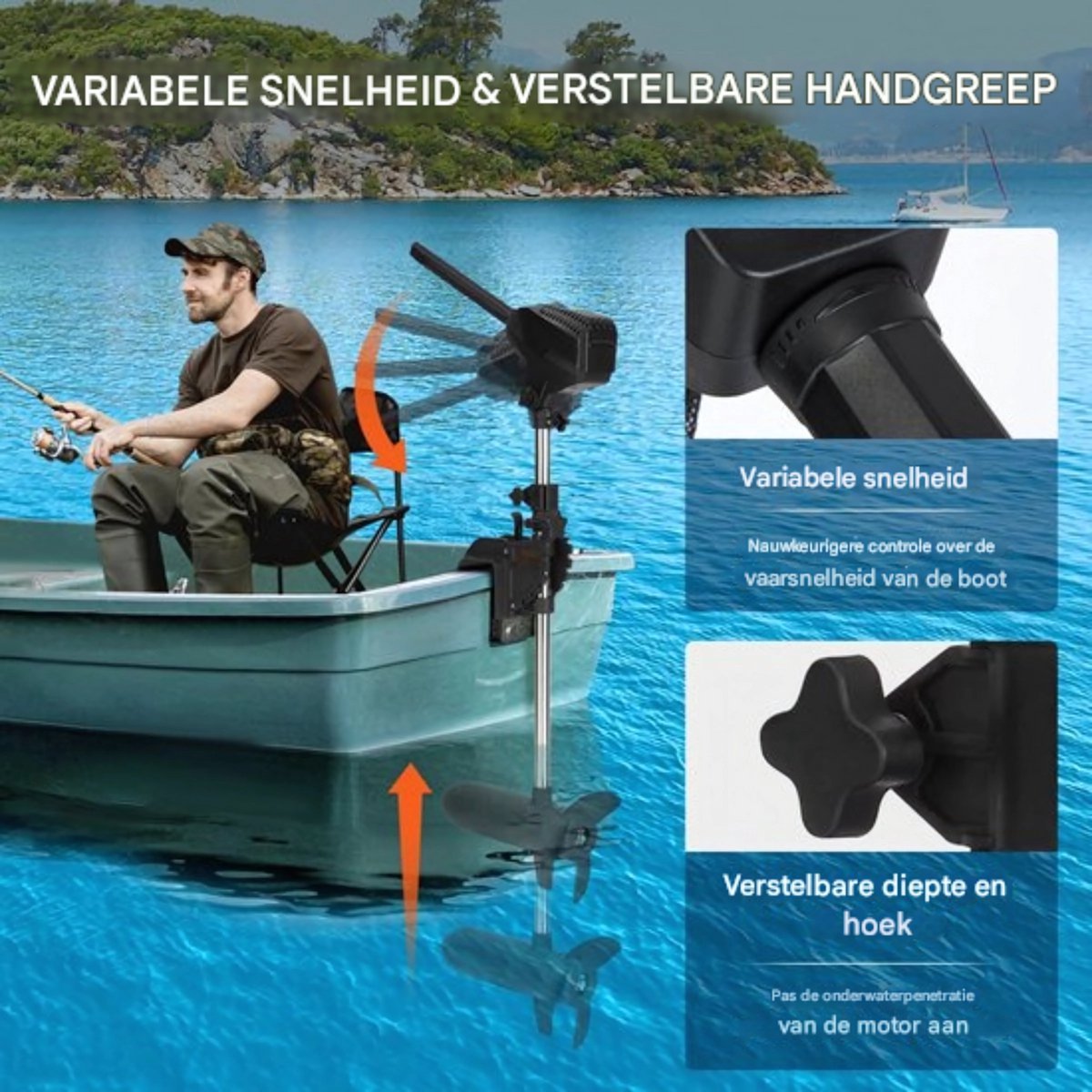 Elektromotor met regelaar- 24V Buitenboordmotor - Vaarbewijsvrije Bootmotor - elektrisch- 1500-1700rpm met Versnellingen