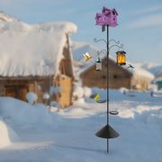 Vogelvoederpaal - Voederstation - met haakjes - Voor vogels voeren in de tuin - Verstelbaar met voederbakjes en eekhoornbestendige kraag - Metaal - Zwart