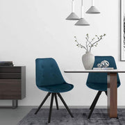 Bezoekersstoelen - Blauw Velvet - Houten poten - Zithoogte 46cm - Set van 2