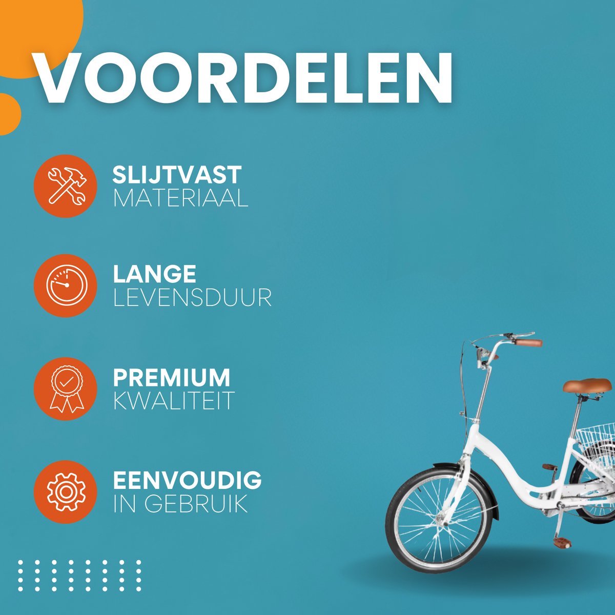 Opulence Driewieler - 6 versnellingen - Fiets voor volwassenen en senioren - 20 Inch - Verstelbaar - Met mand - Voorrem - Wit - 120KG