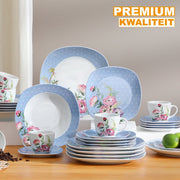 Ornamental Serviesset – Serviesset – 12 persoons – 60 delig – Blauw Keramisch – Kleine Borden – Luxe design