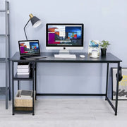 Bureau met open opbergplanken - Multifunctioneel schraagbureau voor thuiskantoor en studiowerkstation - Zwart - 120x60 cm
