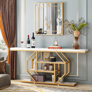 Moderne Haltafel Vexa - Goud - Wandtafel - Consoletafel - 30x180x90 cm - Voor Gang en Woonkamer