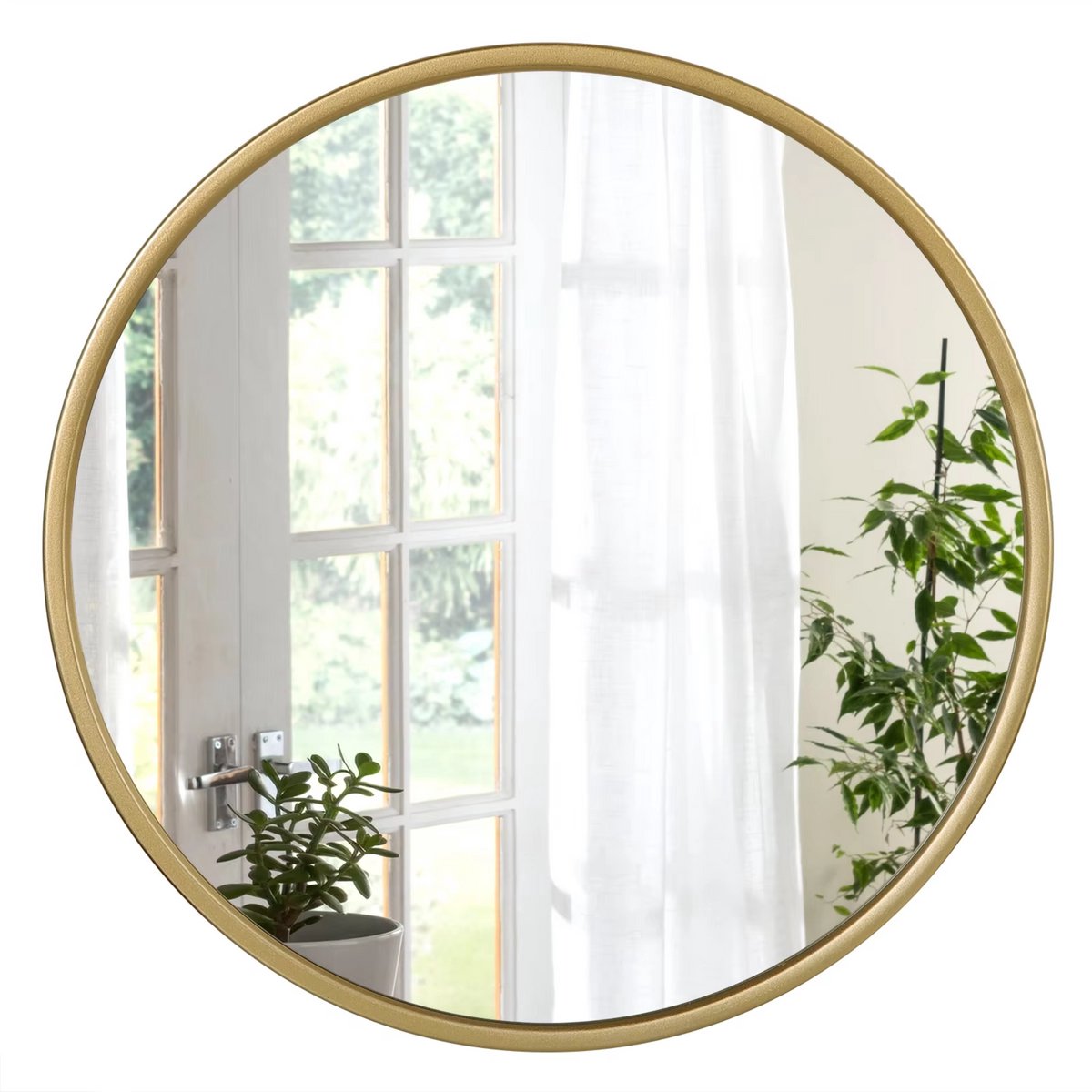 Ronde Wandspiegel - Voor Badkamer, Slaapkamer, Woonkamer en Hal - Stijlvol Gouden Metalen Frame - Moderne Ophangspiegel - 60x60cm
