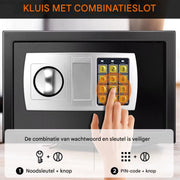 Brandwerende kluis - 8,5L - Elektronisch Wachtwoord Beveiligingskluis Zeriel - Geld- en Contant Depot Box - Anti-Diefstal Kluis voor Kantoor en Thuis
