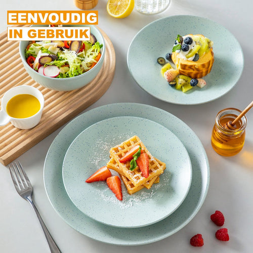 Aristelle Serviesset - 24 delig - 4 persoons - Lichtgroen - Dinerborden - Bordenset - Diepe borden - Ontbijtborden - Servies - Keukenservies