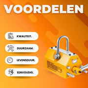 Hefmagneet PRO - 1500KG Laadvermogen - 3750KG Trekkracht - Neodymium en staal