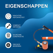 Hydraulische handpomp - Voor hijsen en persen - Mini enkelwerkende hefcilinder met handpomp - Oranje
