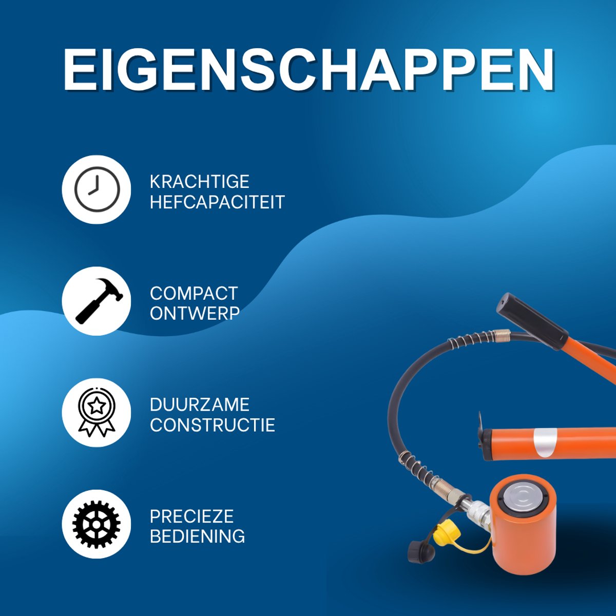 Hydraulische handpomp - Voor hijsen en persen - Mini enkelwerkende hefcilinder met handpomp - Oranje
