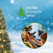 Kerstboom met verlichting - Spar - 210cm - Met houten standaard