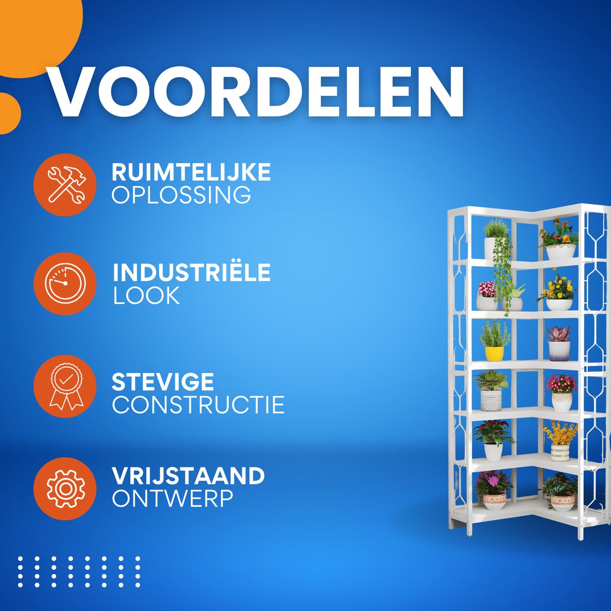 Hoek boekenkast met 7 Lagen - Hoekkast - Wit - Hoekrek - Voor Woonkamer, Slaapkamer of Kantoor