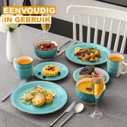 Lavish Ontbijtborden – 32 delig- 8 persoons – Blauw Keramisch – Serviesset – Kleine Borden