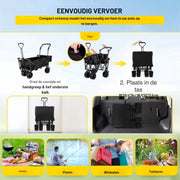Opvouwbare bolderkar - Kinderenvervoer - Zwart - 220L - 150KG