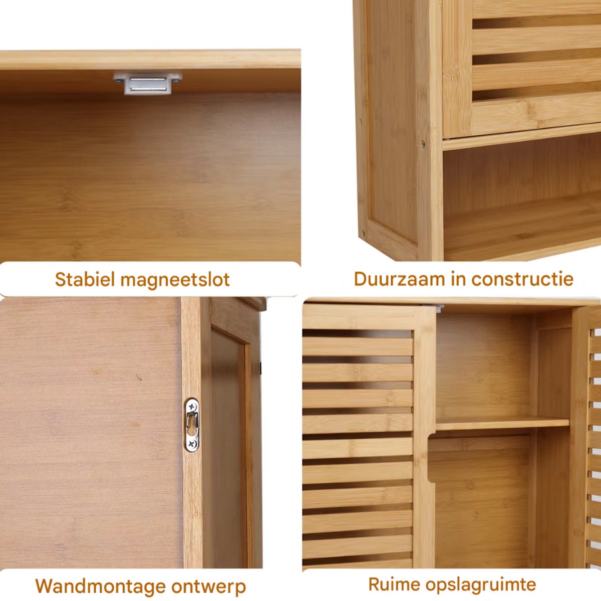 Bamboe badkamerkast - Keukenkast - Wandgemonteerde badkamermeubel - Organizer