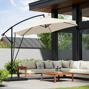 Ronde Parasol - Voor Balkon, Strand of Tuin - Verstelbaar & 45° Kantelbaar - UV-Resistent & Waterdicht - Beige