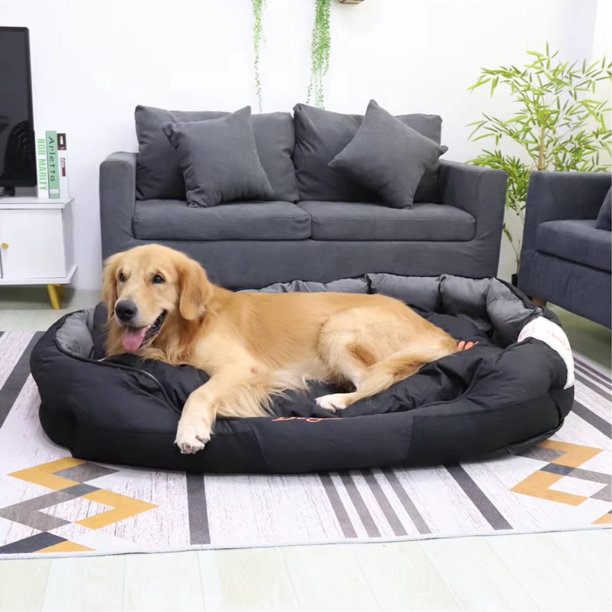 Hondenbed Mumba - Hondenbank - Hondensofa op poten - Hondenzetel - Hondenmand - Comfort en zacht - Afneembaar kussen - 130cm