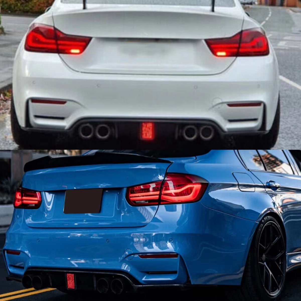F1 Diffuser Apexline - Stijl met LED - Zwart - Voor BMW M3/M4 F80/F82/F83 - Performance Look