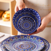 Fiorenzo Serviesset Blu Elegante - 48 delig - 12 persoons - Blauw - Dinerborden - Bordenset - Diepe borden - Ontbijtborden - Servies - Keukenservies