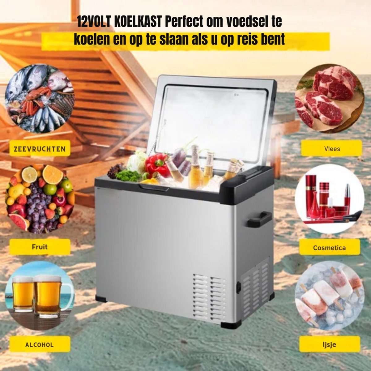Koelbox deluxe - 30L - 45 Blikjes - Koeltas - Elektrisch - Oplaadbaar - Vriescombinatie - 220V - Camping, Auto, Caravan