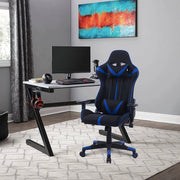 Happyment Gamestoel Sheffield - Kunstleer - Met rugleuning en armleuning - In hoogte verstelbaar - Ergonomisch - Blauw/zwart