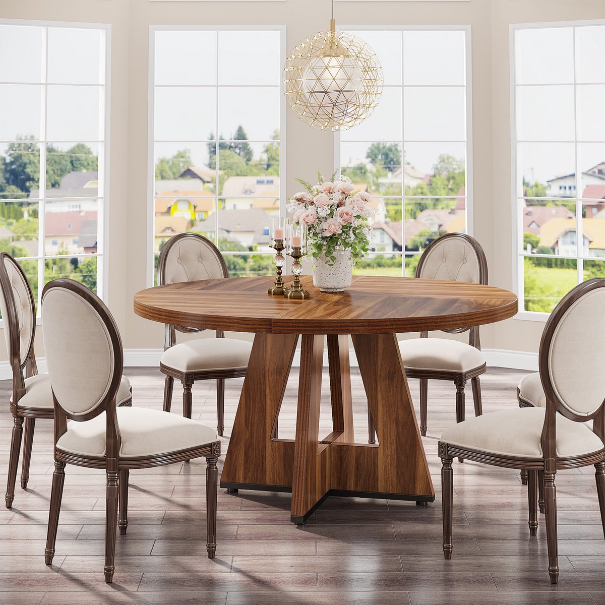 Ronde Eettafel Paris - Voor 4 personen - 120cm - Voor Keuken of eetkamer - Bruin