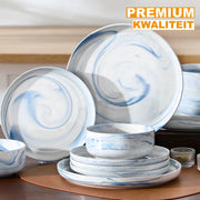 Monarchial Bordenset – 8 persoons – 24 delig – Blauw Keramisch – Serviesset – Breakfast Plates