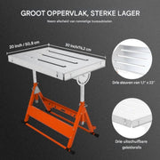 Opklapbare Lastafel - Werkbank 76x50 cm - Verstelbaar 63–81 cm - 181kg - 0°/30°/90°