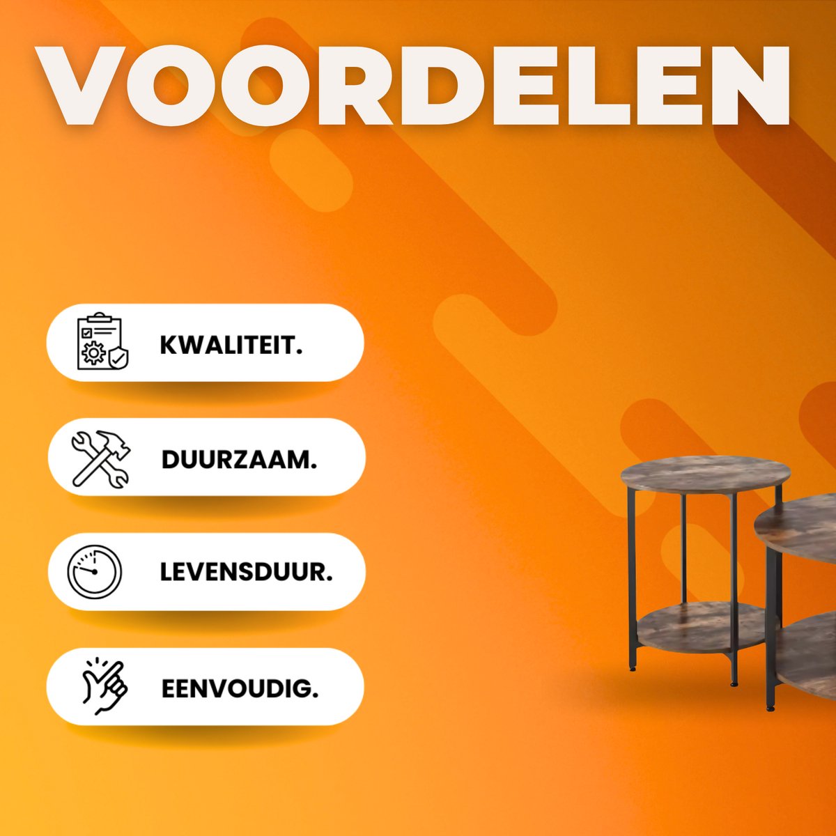 Salontafels - Bijzettafels - 2 stuks - Voor Woonkamer, Slaapkamer & Kantoor - Industriële look - Multifunctioneel als Nachtkastje of Salontafel